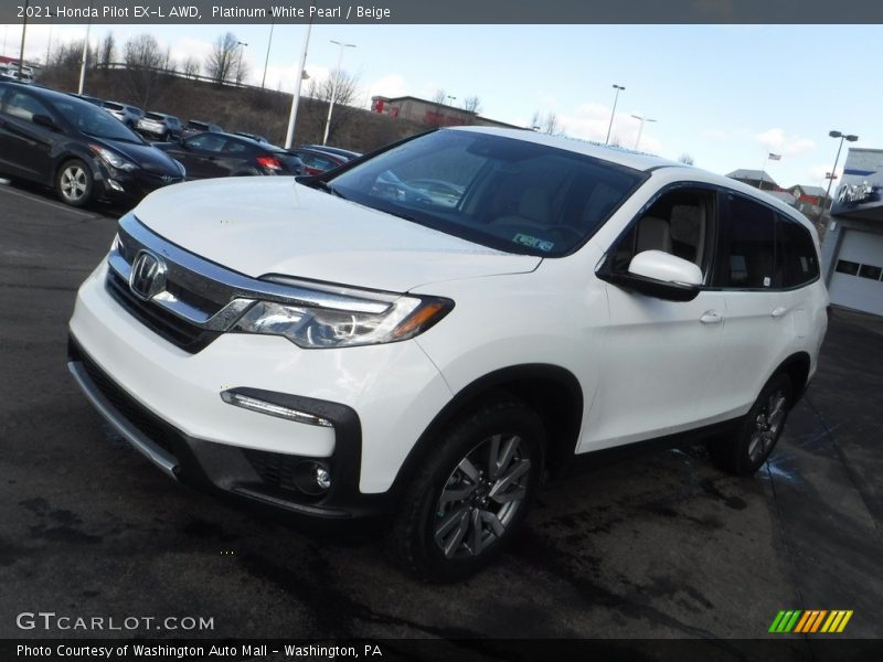 Platinum White Pearl / Beige 2021 Honda Pilot EX-L AWD