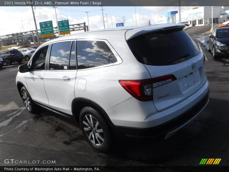 Platinum White Pearl / Beige 2021 Honda Pilot EX-L AWD