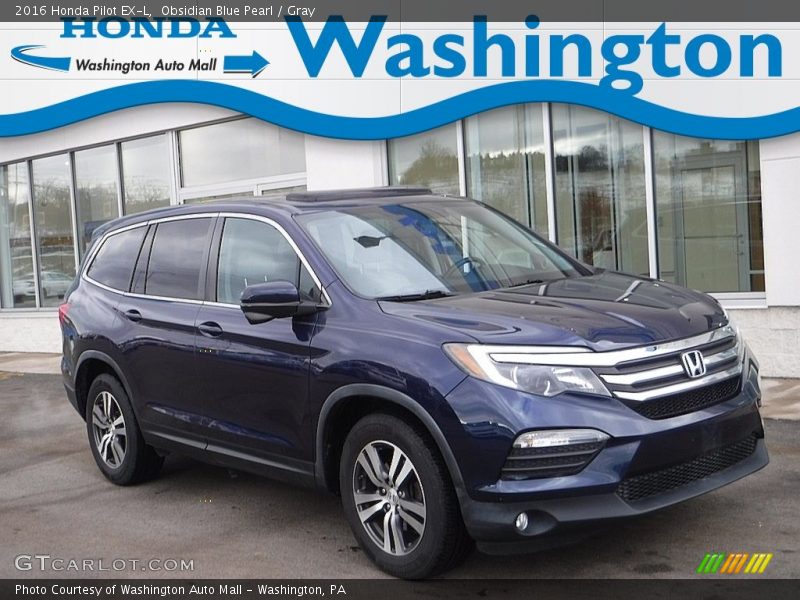 Obsidian Blue Pearl / Gray 2016 Honda Pilot EX-L