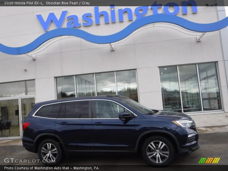 Obsidian Blue Pearl / Gray 2016 Honda Pilot EX-L