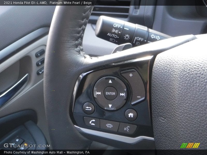 Platinum White Pearl / Beige 2021 Honda Pilot EX-L AWD
