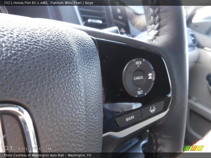 Platinum White Pearl / Beige 2021 Honda Pilot EX-L AWD