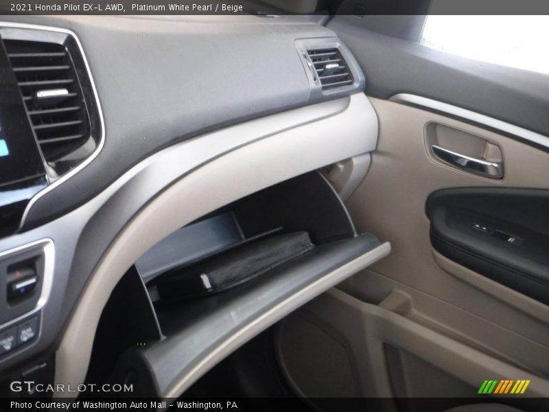 Platinum White Pearl / Beige 2021 Honda Pilot EX-L AWD