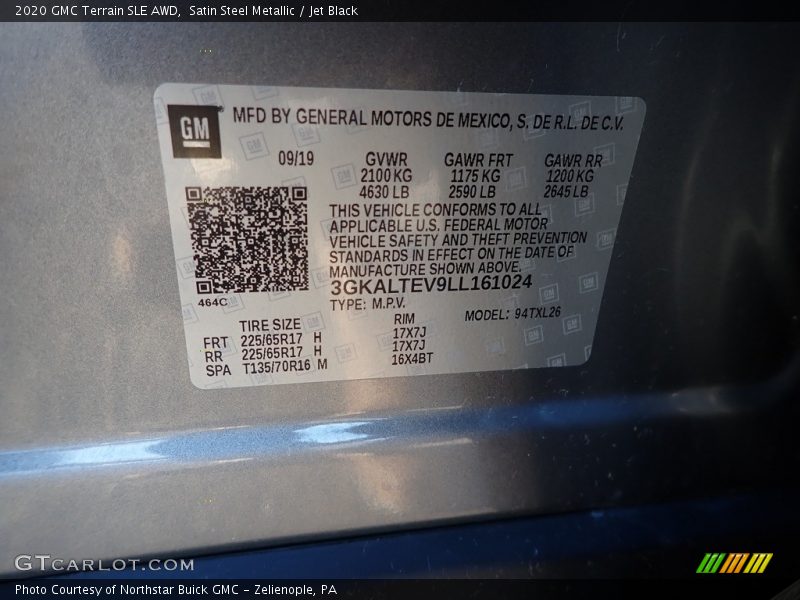 Satin Steel Metallic / Jet Black 2020 GMC Terrain SLE AWD