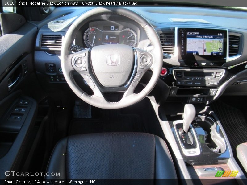 Crystal Black Pearl / Black/Red 2018 Honda Ridgeline Black Edition AWD