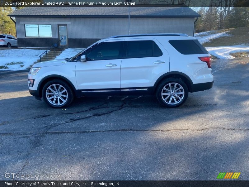 White Platinum / Medium Light Camel 2017 Ford Explorer Limited 4WD