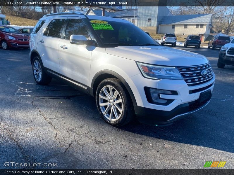 White Platinum / Medium Light Camel 2017 Ford Explorer Limited 4WD