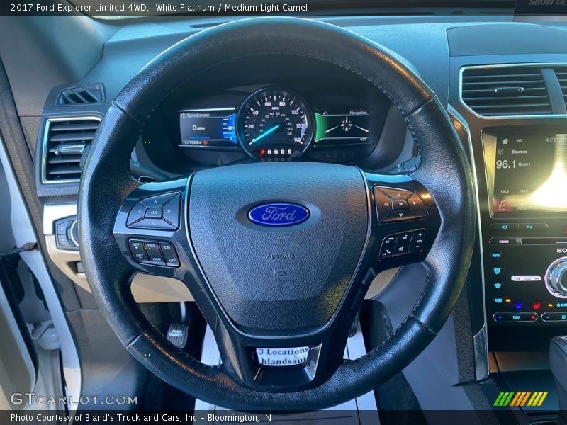 White Platinum / Medium Light Camel 2017 Ford Explorer Limited 4WD