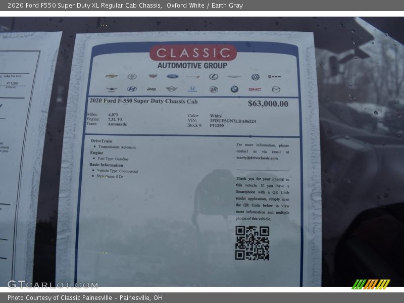 Oxford White / Earth Gray 2020 Ford F550 Super Duty XL Regular Cab Chassis