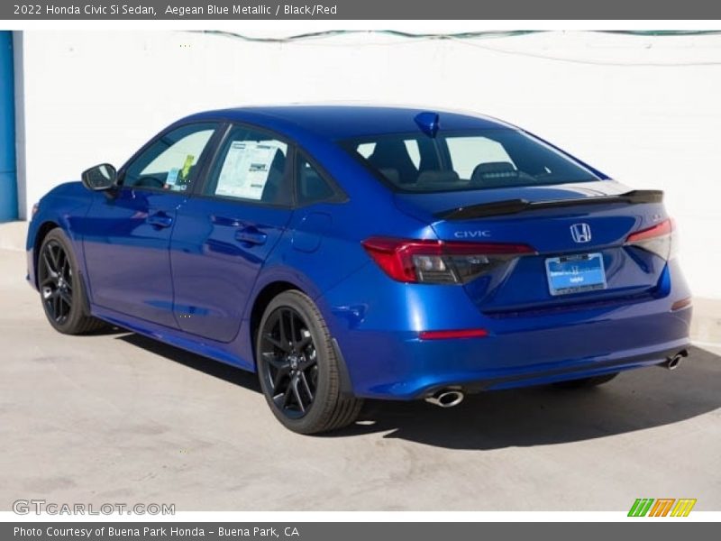 Aegean Blue Metallic / Black/Red 2022 Honda Civic Si Sedan