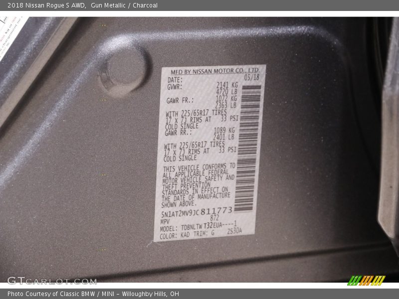 Gun Metallic / Charcoal 2018 Nissan Rogue S AWD