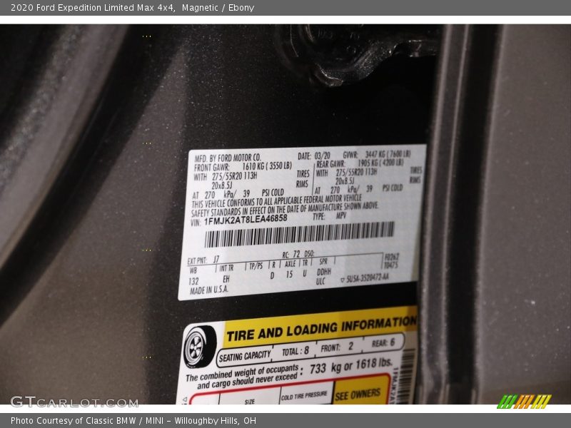 2020 Expedition Limited Max 4x4 Magnetic Color Code J7