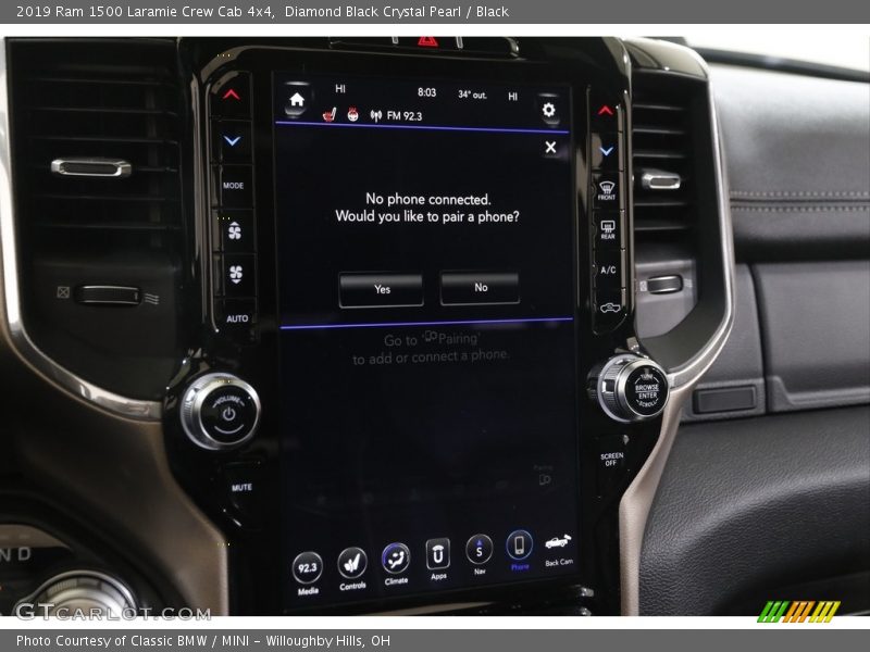 Diamond Black Crystal Pearl / Black 2019 Ram 1500 Laramie Crew Cab 4x4