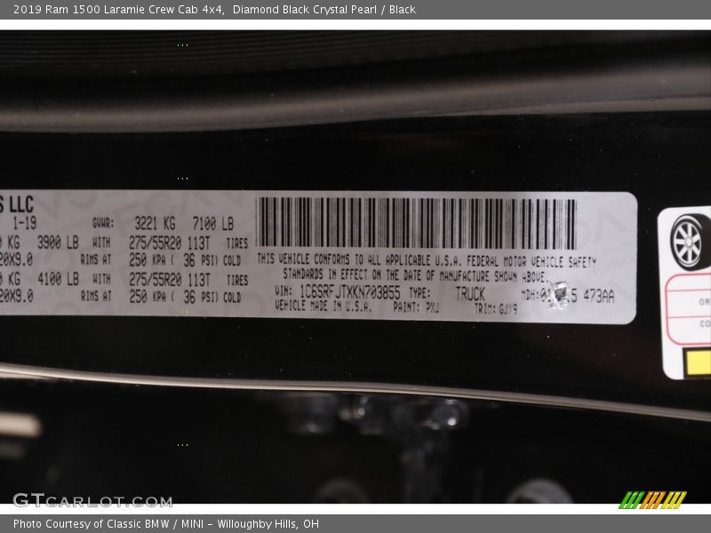 Diamond Black Crystal Pearl / Black 2019 Ram 1500 Laramie Crew Cab 4x4