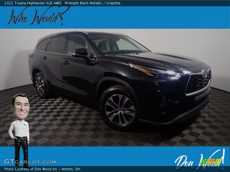 Midnight Black Metallic / Graphite 2022 Toyota Highlander XLE AWD