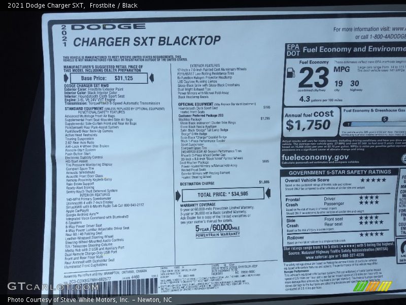 Frostbite / Black 2021 Dodge Charger SXT
