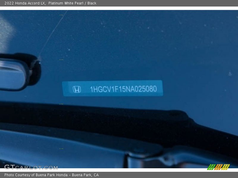 Platinum White Pearl / Black 2022 Honda Accord LX