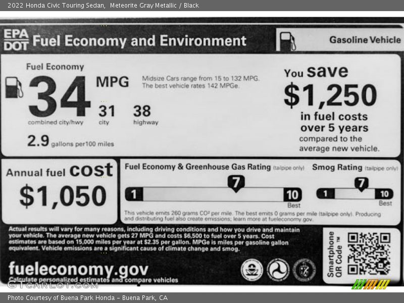 Meteorite Gray Metallic / Black 2022 Honda Civic Touring Sedan