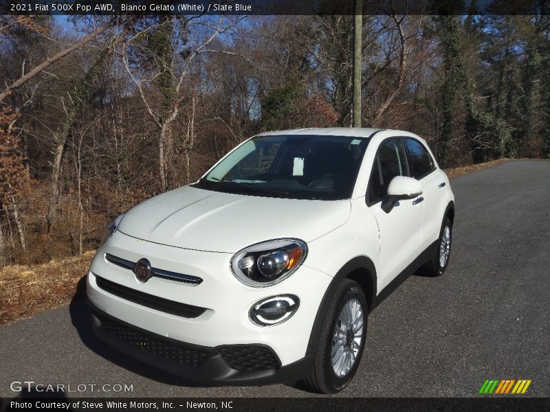 Bianco Gelato (White) / Slate Blue 2021 Fiat 500X Pop AWD