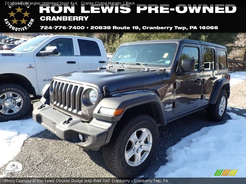 Granite Crystal Metallic / Black 2018 Jeep Wrangler Unlimited Sport 4x4