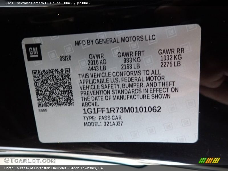 Black / Jet Black 2021 Chevrolet Camaro LT Coupe