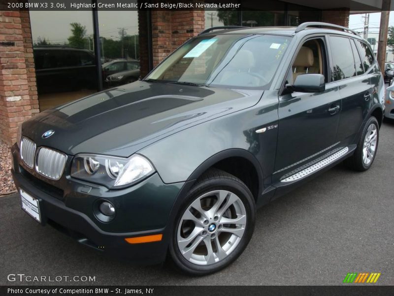 Highland Green Metallic / Sand Beige/Black Nevada Leather 2008 BMW X3 3.0si