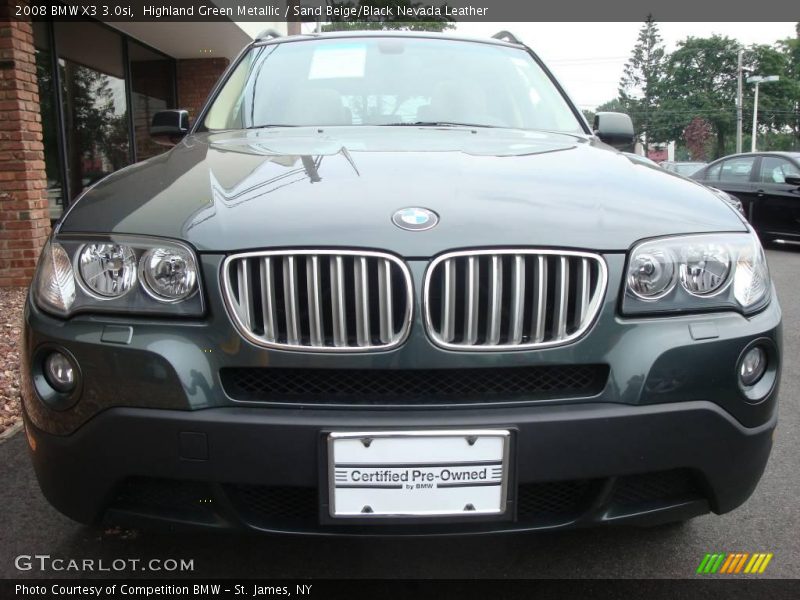 Highland Green Metallic / Sand Beige/Black Nevada Leather 2008 BMW X3 3.0si