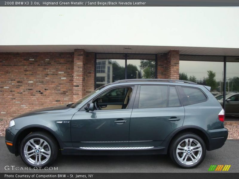 Highland Green Metallic / Sand Beige/Black Nevada Leather 2008 BMW X3 3.0si