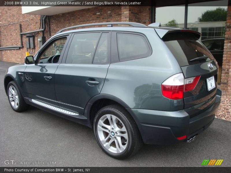 Highland Green Metallic / Sand Beige/Black Nevada Leather 2008 BMW X3 3.0si