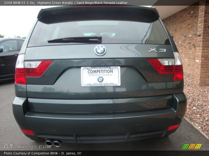 Highland Green Metallic / Sand Beige/Black Nevada Leather 2008 BMW X3 3.0si