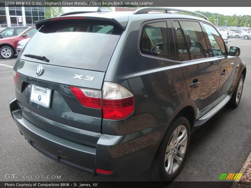 Highland Green Metallic / Sand Beige/Black Nevada Leather 2008 BMW X3 3.0si