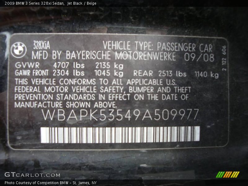 Jet Black / Beige 2009 BMW 3 Series 328xi Sedan