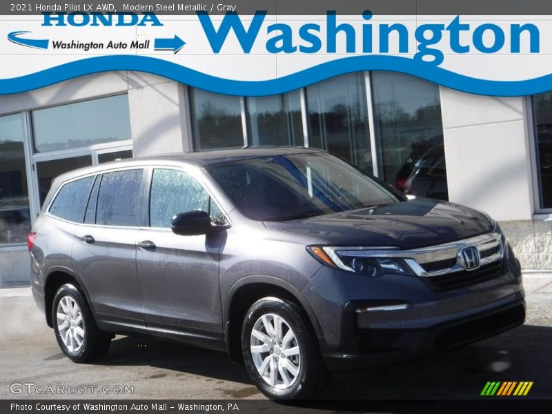 Modern Steel Metallic / Gray 2021 Honda Pilot LX AWD