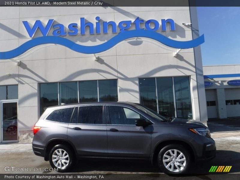 Modern Steel Metallic / Gray 2021 Honda Pilot LX AWD