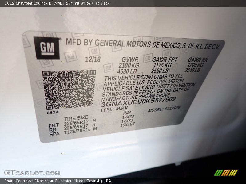 Summit White / Jet Black 2019 Chevrolet Equinox LT AWD