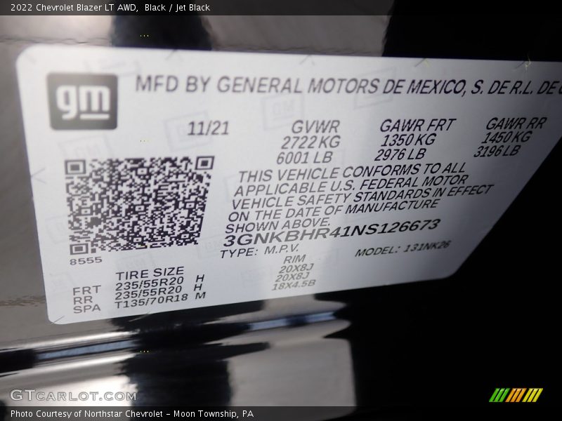 Black / Jet Black 2022 Chevrolet Blazer LT AWD