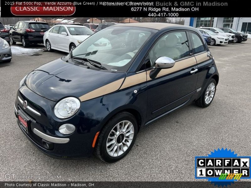 Verde Azzurro (Blue Green) / Marrone/Avorio (Brown/Ivory) 2015 Fiat 500c Pop