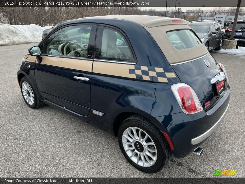 Verde Azzurro (Blue Green) / Marrone/Avorio (Brown/Ivory) 2015 Fiat 500c Pop