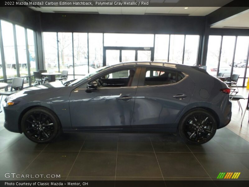 Polymetal Gray Metallic / Red 2022 Mazda Mazda3 Carbon Edition Hatchback