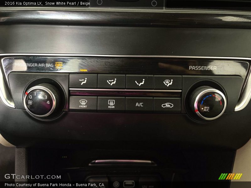 Controls of 2016 Optima LX