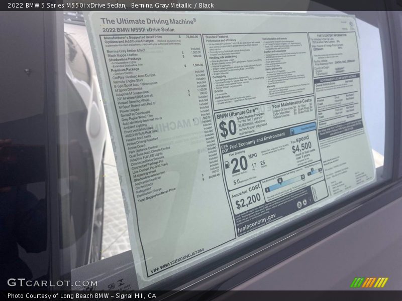  2022 5 Series M550i xDrive Sedan Window Sticker