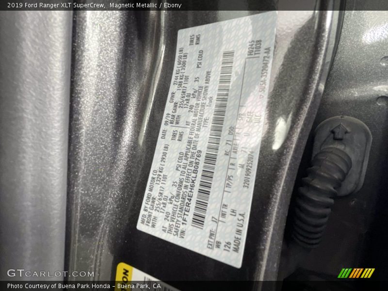 Magnetic Metallic / Ebony 2019 Ford Ranger XLT SuperCrew