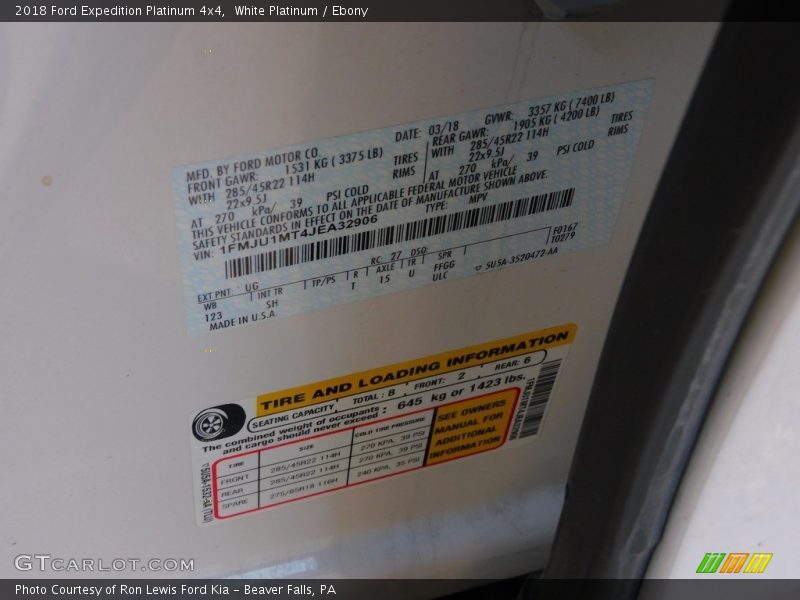 White Platinum / Ebony 2018 Ford Expedition Platinum 4x4