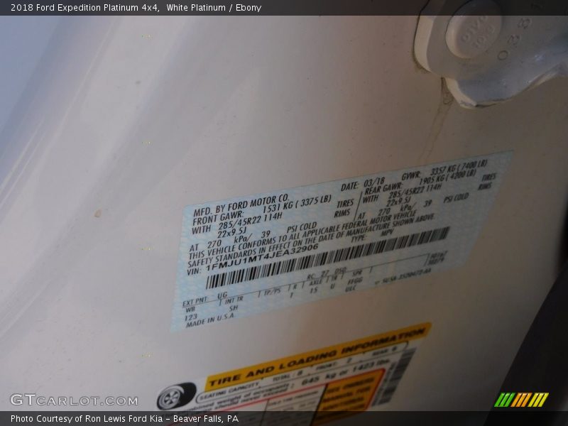 White Platinum / Ebony 2018 Ford Expedition Platinum 4x4