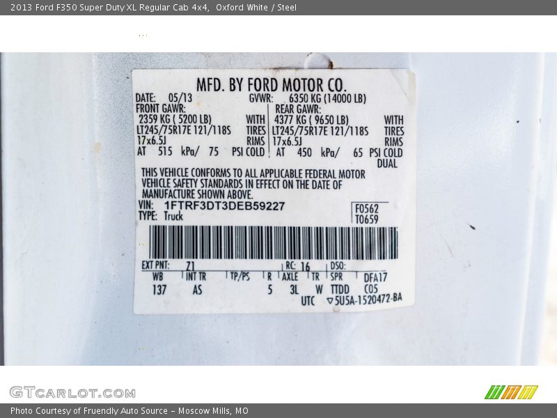 Oxford White / Steel 2013 Ford F350 Super Duty XL Regular Cab 4x4