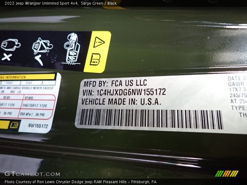 Sarge Green / Black 2022 Jeep Wrangler Unlimited Sport 4x4