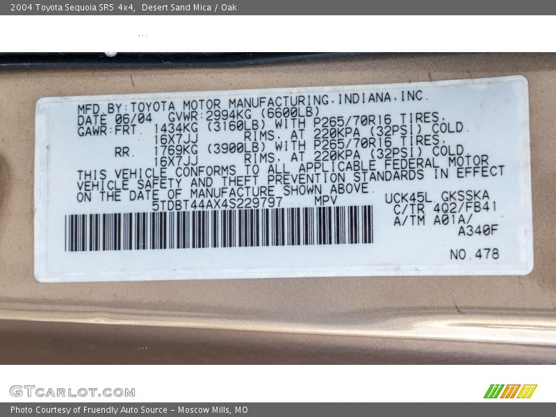 Desert Sand Mica / Oak 2004 Toyota Sequoia SR5 4x4