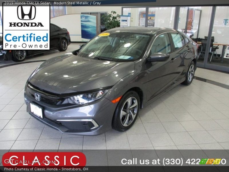 Modern Steel Metallic / Gray 2019 Honda Civic LX Sedan