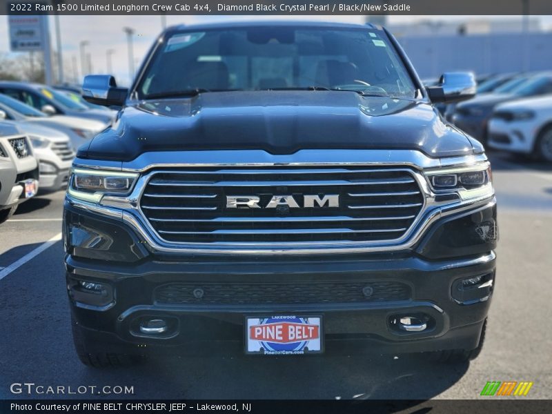Diamond Black Crystal Pearl / Black/New Saddle 2022 Ram 1500 Limited Longhorn Crew Cab 4x4