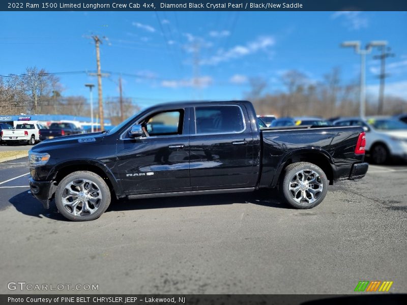 Diamond Black Crystal Pearl / Black/New Saddle 2022 Ram 1500 Limited Longhorn Crew Cab 4x4